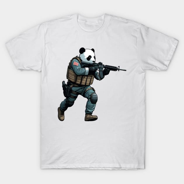 Tactical Panda T-Shirt by Rawlifegraphic